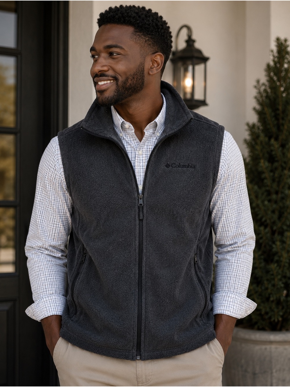 Columbia Men’s Charcoal Gray Full‑Zip Fleece Vest